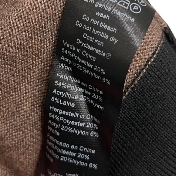 Isolede Roth Brown & Black Colorblock Sharkbite Hem Tunic Sweater Sz 18/20 - Picture 5 of 10